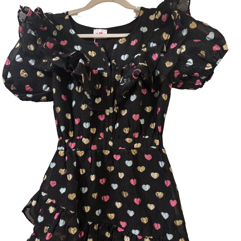 Buddy Love Black Dress with Heart Print